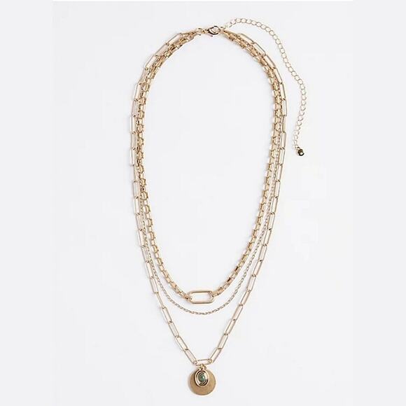 TORRID STONE CHARM LAYERED NECKLACE - GOLD TONE - Picture 1 of 8